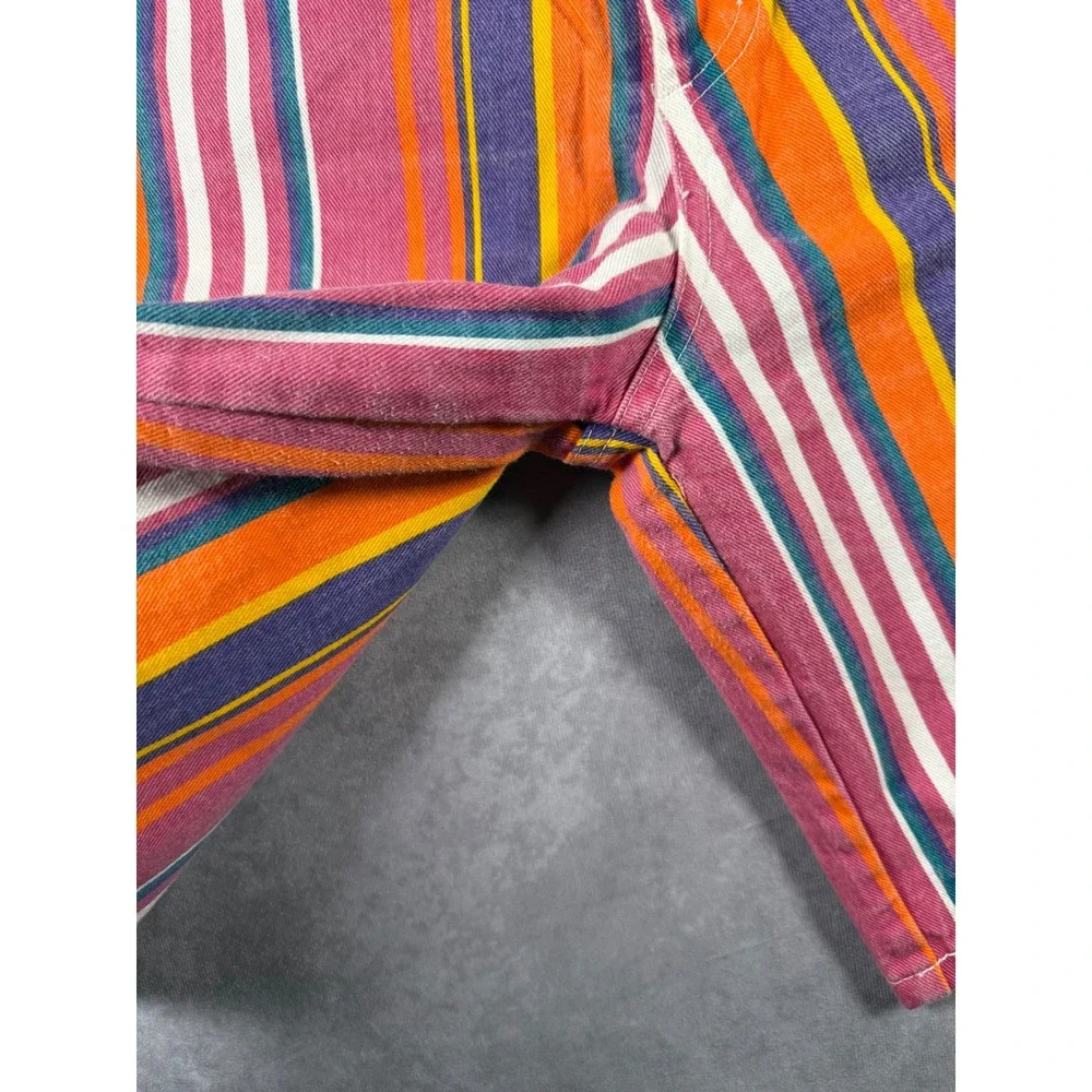 Vintage 80s 90s Fine Jeanswear Women's XL Rainbow Striped Bermuda Shorts USA